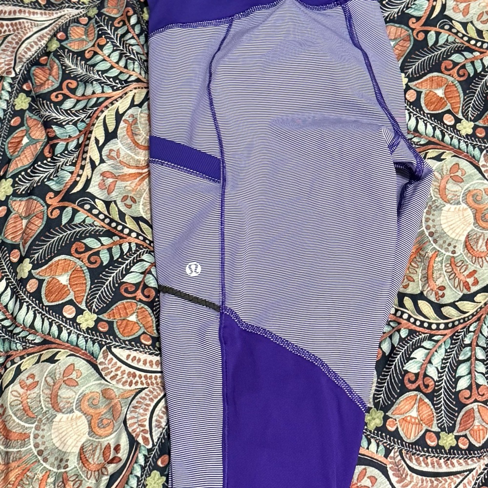 Lululemon Athletica Striped Purple Leggings